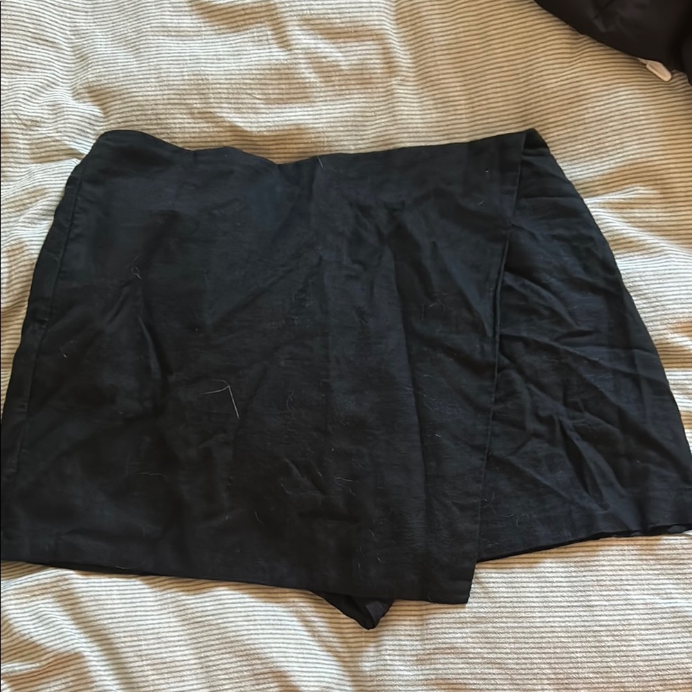 Abercrombie linen black wrap skort
